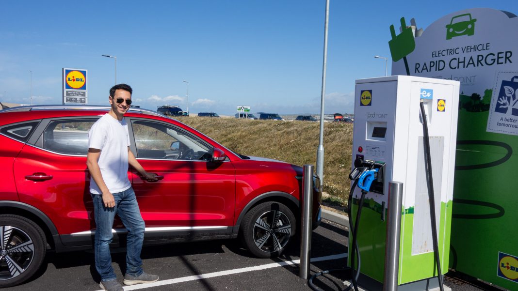 MG ZS EV charging at PodPoint