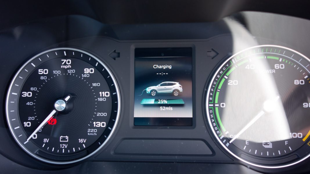 MG ZS EV charging at PodPoint percentage