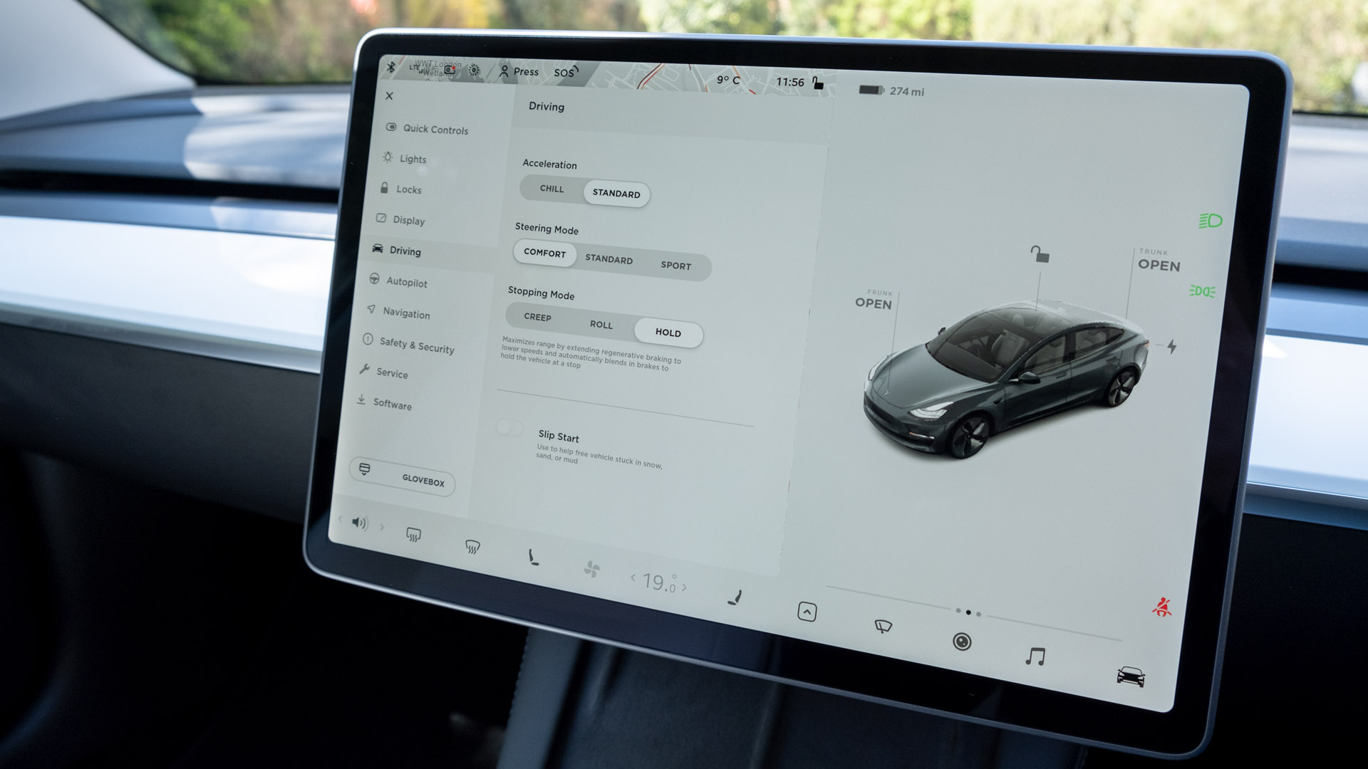 Tesla Model 3 driving settings
