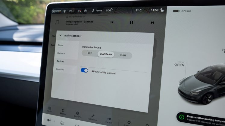 Tesla Model 3 immersive sound