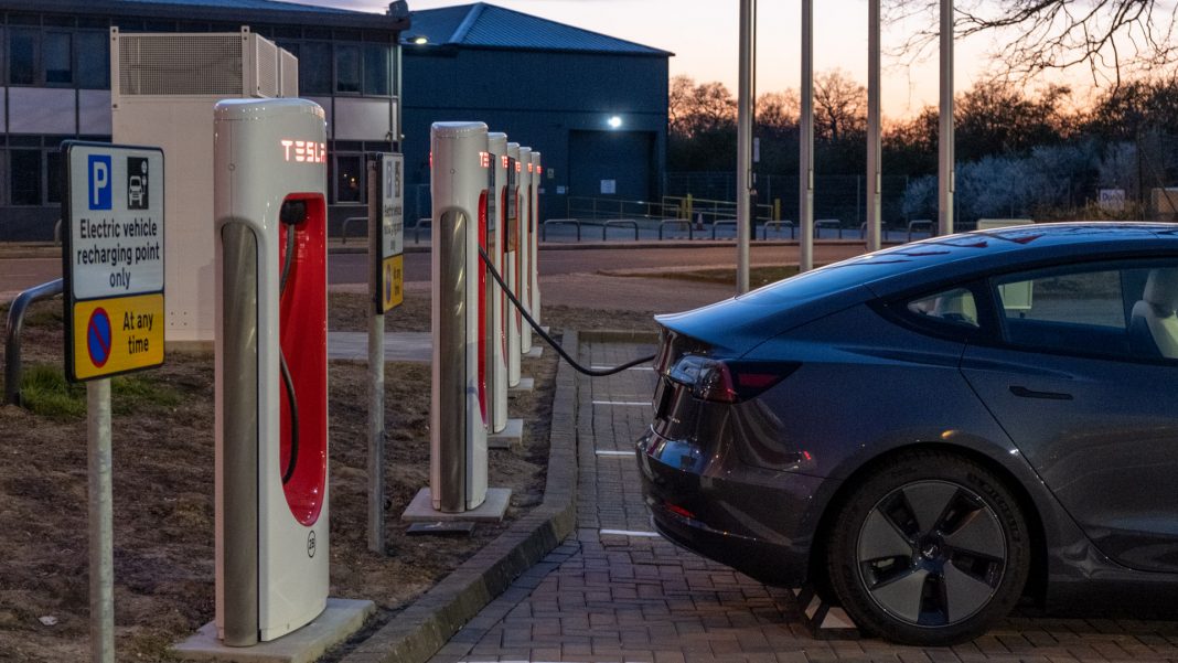 Tesla Superchargers plugged