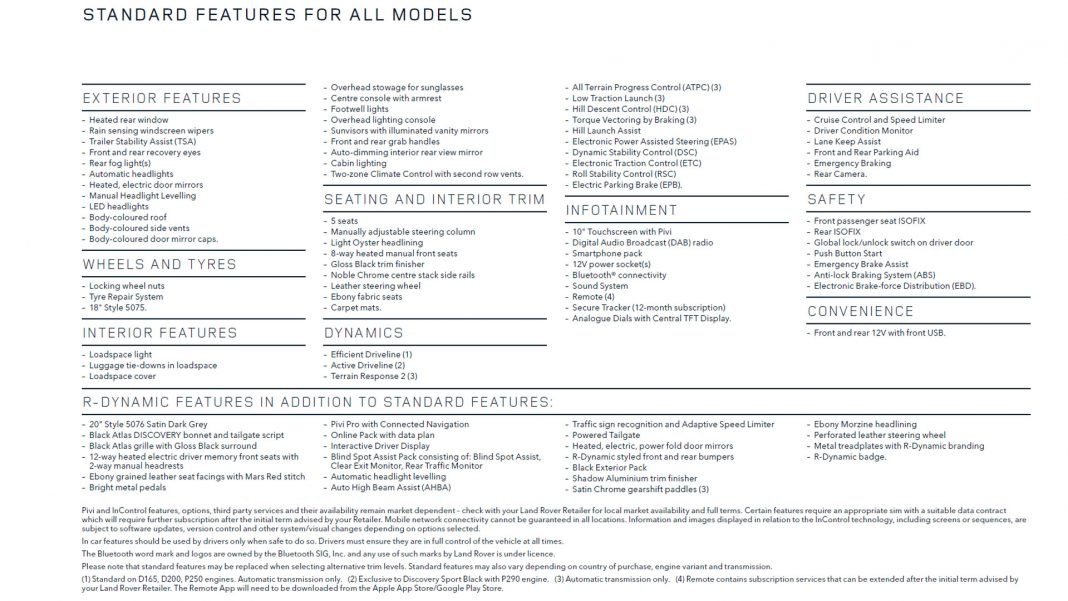 Land Rover Discovery Sport specs