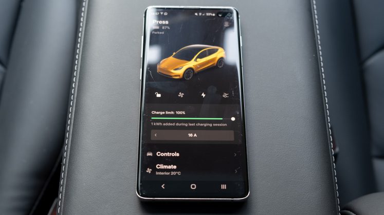 Tesla Model Y app charging