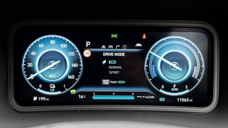 Hyundai Kona Electric facelift instrument cluster Eco