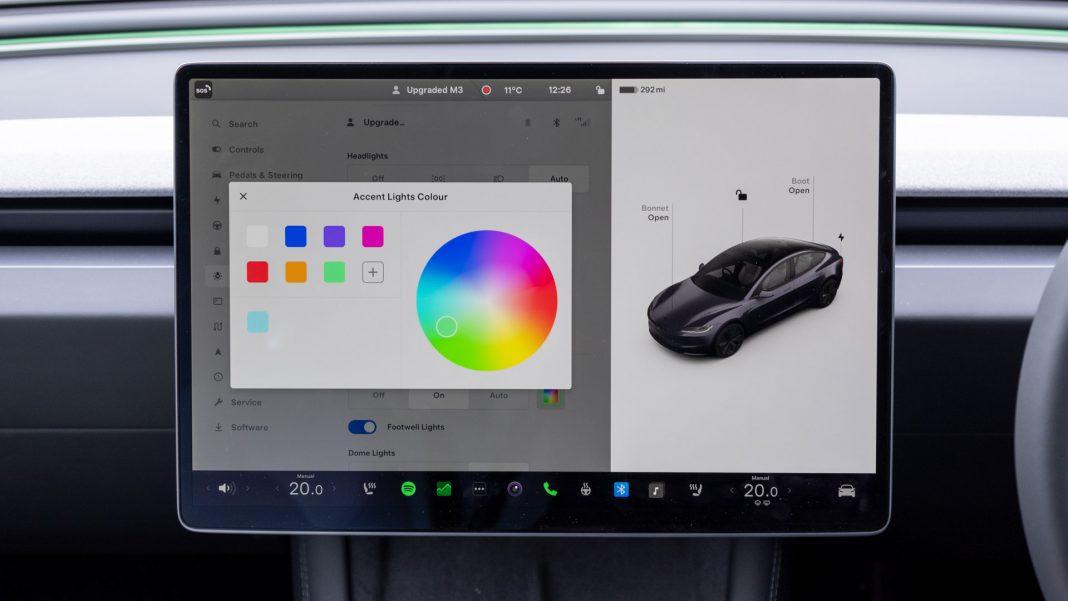 New Tesla Model 3 ambient light