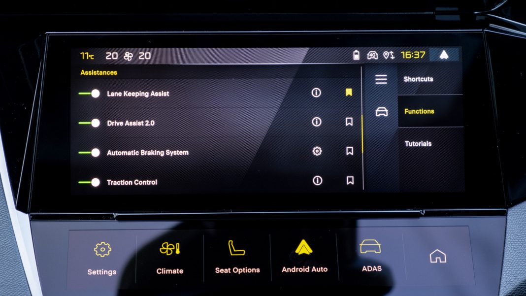 Peugeot e-308 safety settings