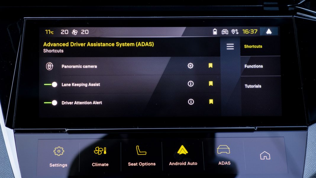 Peugeot e-308 safety shortcuts