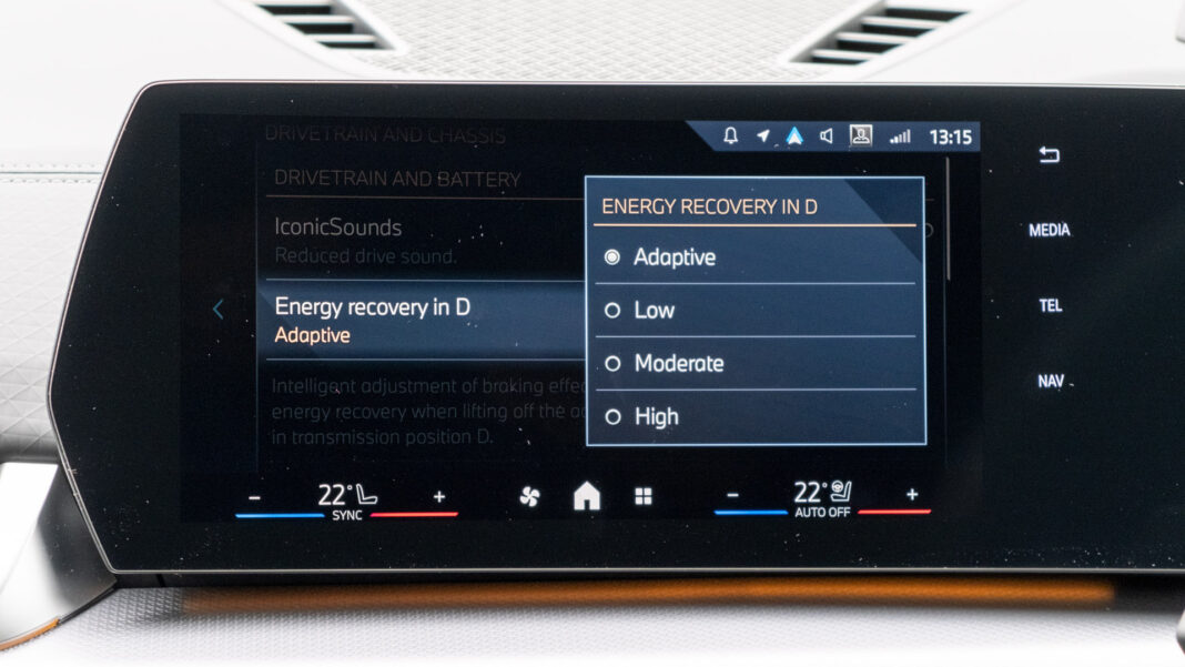 BMW iX2 regen settings