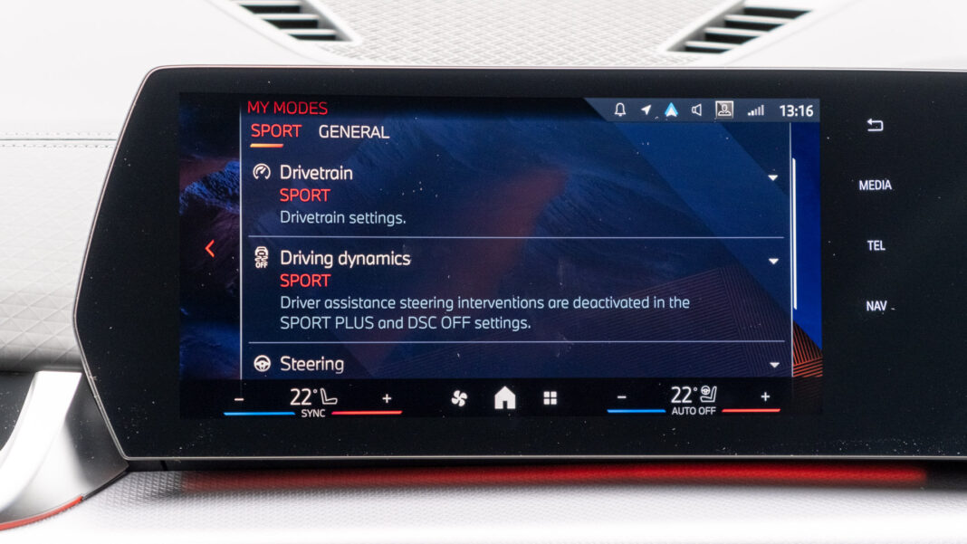 BMW iX2 sport mode