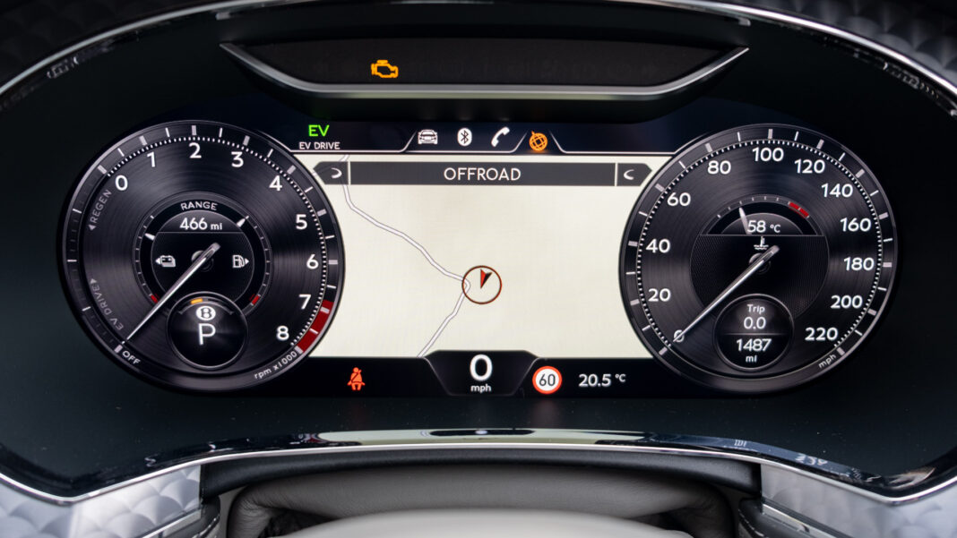 Bentley Flying Spur Hybrid instrument cluster maps