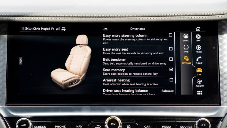 Bentley Flying Spur Hybrid seat settings