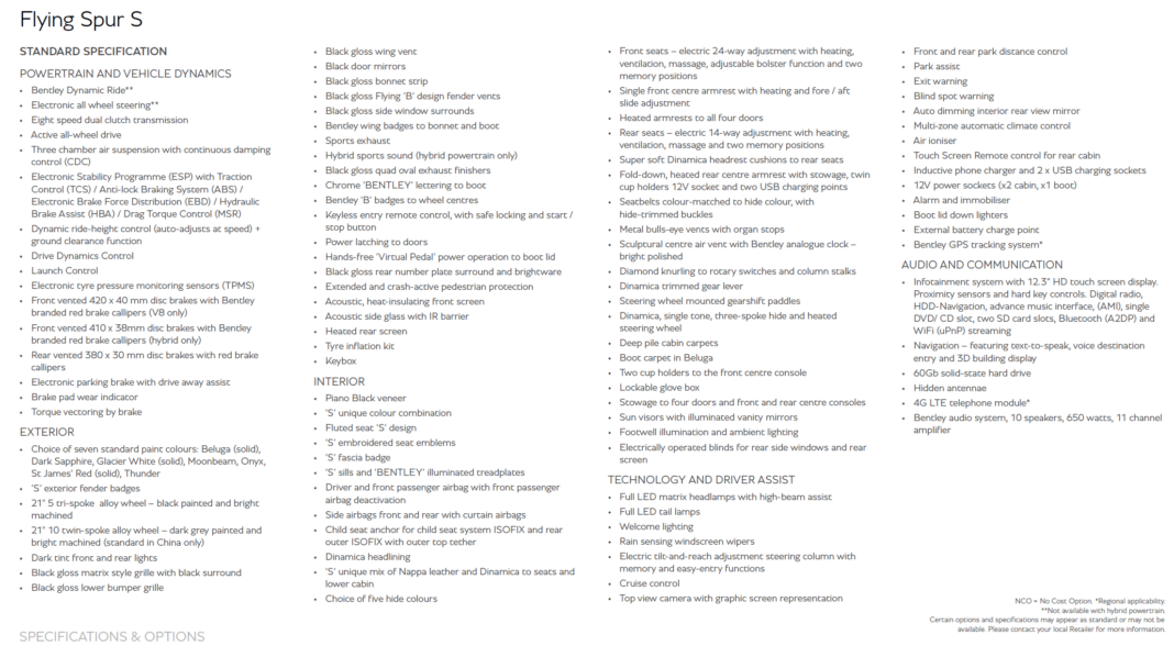 Bentley Flying Spur specs