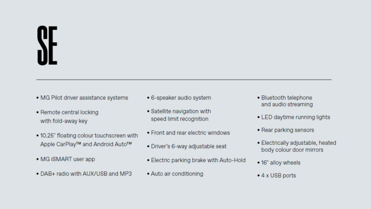 MG3 Hybrid+ specs